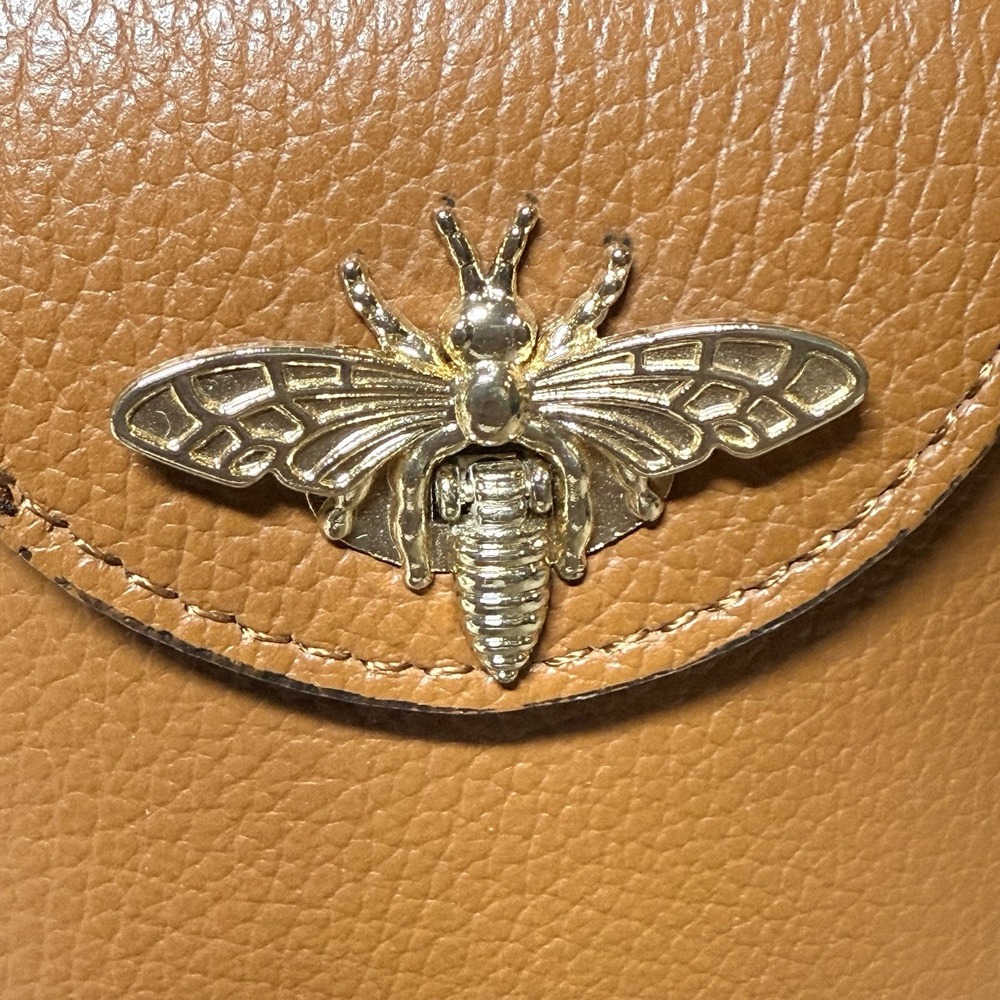 Cassette Barcelona‎ L'abeille Bumblebee Leather shoulder brown Mini Bag Gold Zip - Picture 12 of 12